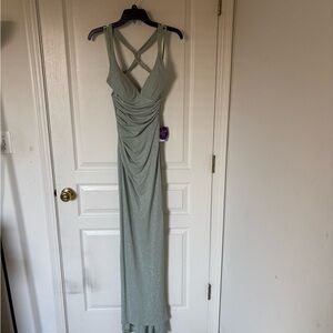 Windsor Sage Green Draped Prom Dress